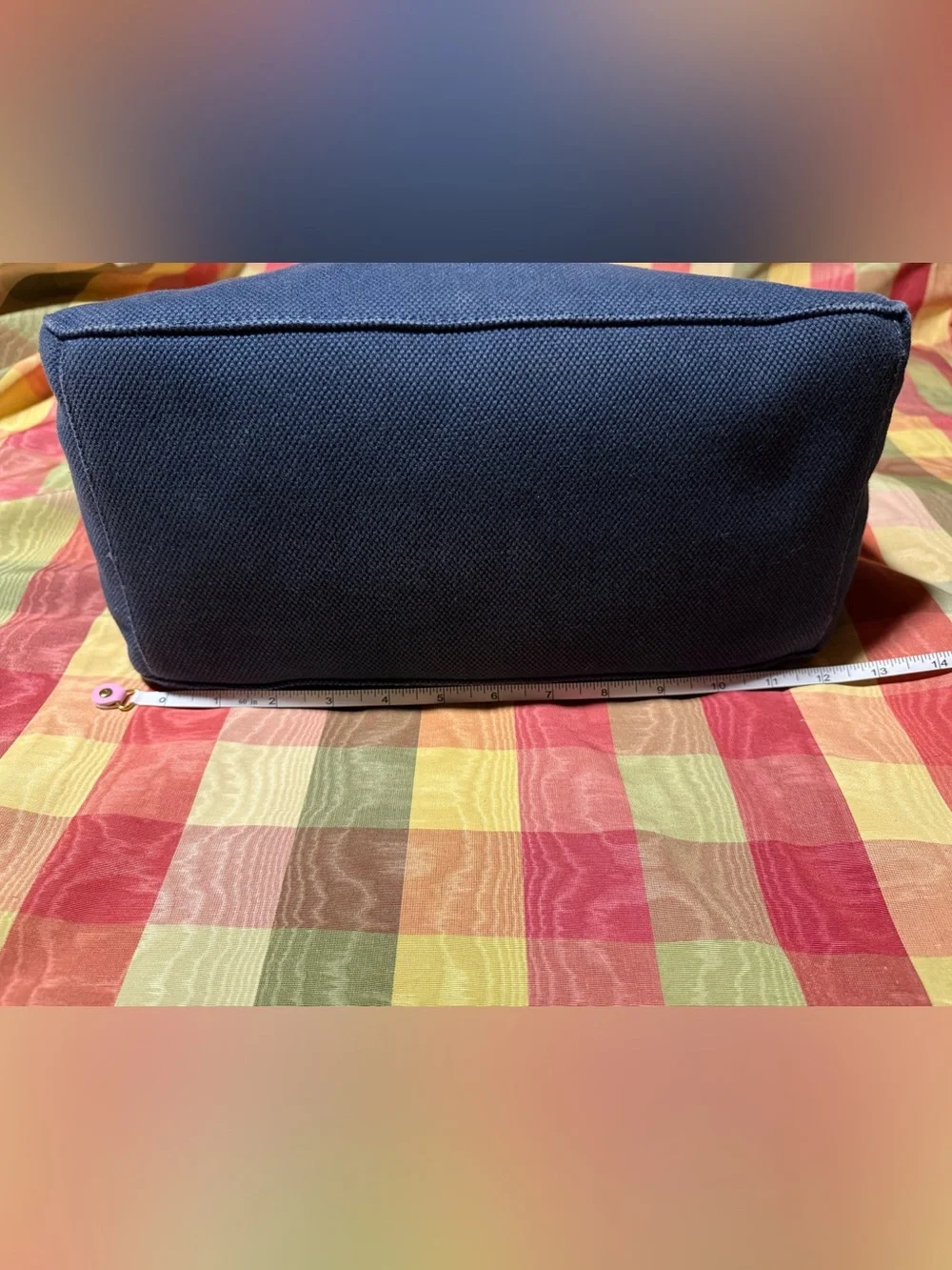 Michael Kors Navy Canvas Shoulder Bag with Tan Trim and Cream Rope Handles